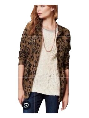 TABITHA By Anthropologie Leopard Print Cinch Waist Jacket, Size S.